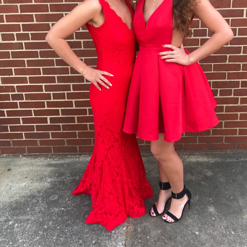 Long red formal sherri hill dress